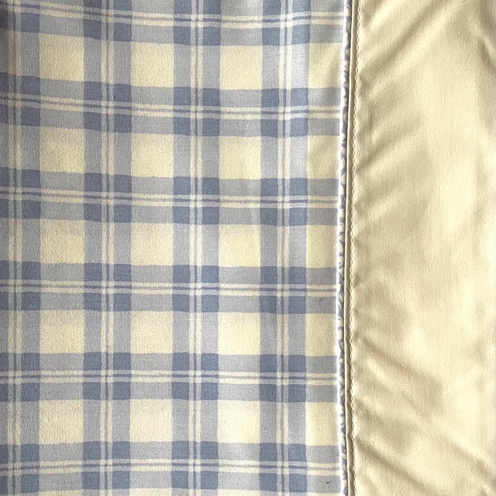 NEW Laura Ashely Hampton Quartet Light Blue Plaid Twin Sheet Vintage
